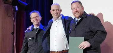 Der designierte BKI Betzel, Landrat Martin Brandl und scheidender BKI Mike Schönlaub