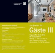 Der Prospekt "(um)bauen für Gäste III" das bild zeigt den Prospekt "(um)bauen für Gäste III" gibt Auskunft zum Programm der kostenlosen Infoveranstaltung am 11. Mai.