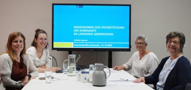 Erstes Arbeitstreffen der Ehrenamtsbeauftragten :) V.l.n.r.: Jana Cappel, Juliette Gainon, Anja Zinser, und Ulrike Gottschang beim ersten Arbeitstreffen der Ehrenamtsbeauftragten im Kreis.