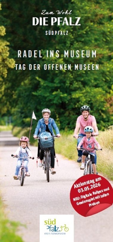 das foto zeigt die Titelseite der kostenlosen Flyers „Radel ins Museum 2026“