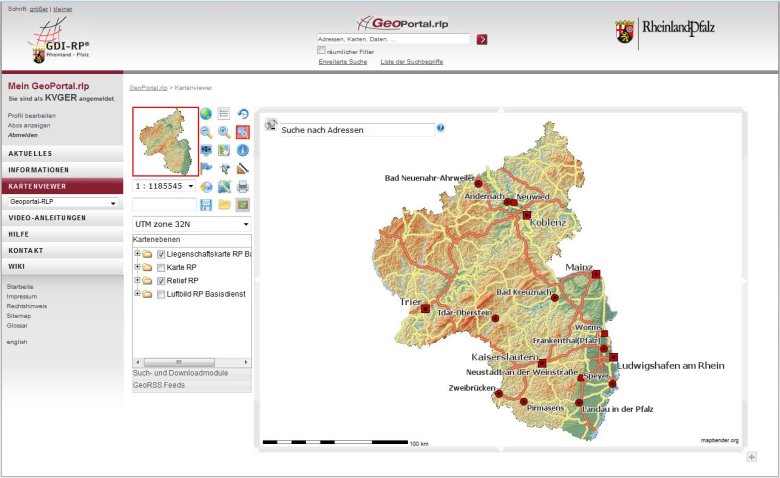 Screenshot des Geoportal_Kartenviewers.