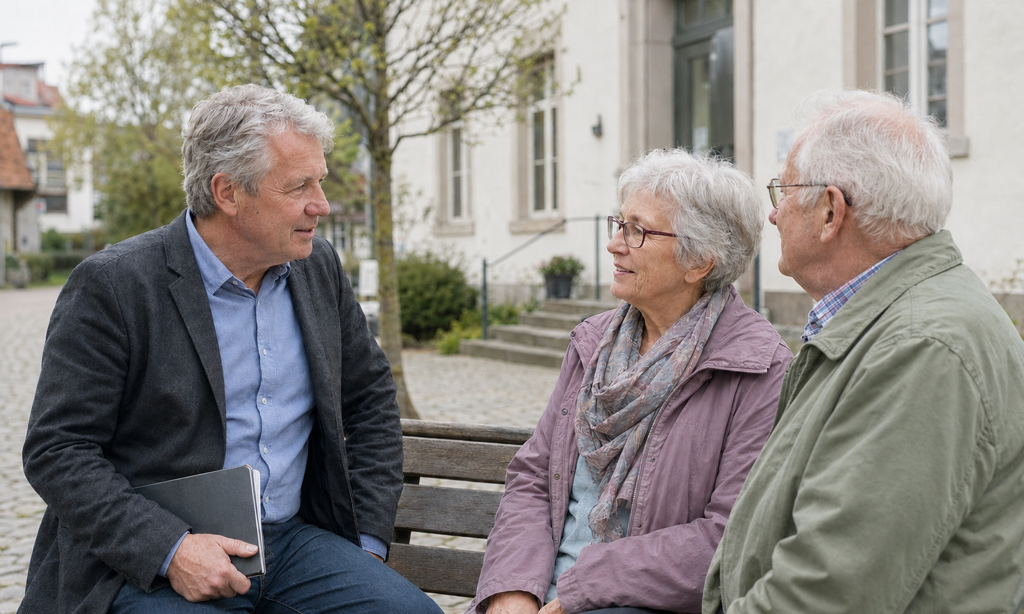 das foto zeigt einen Seniorenbeauftragten im beratungsGespräch.