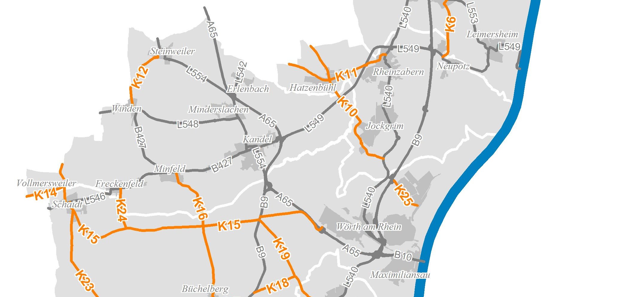 karte der Kreisstraßen germersheim
