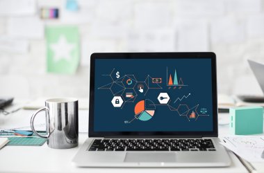 Foto eines fiktiven Notebooks mit Online-Dienste Online-Diensten